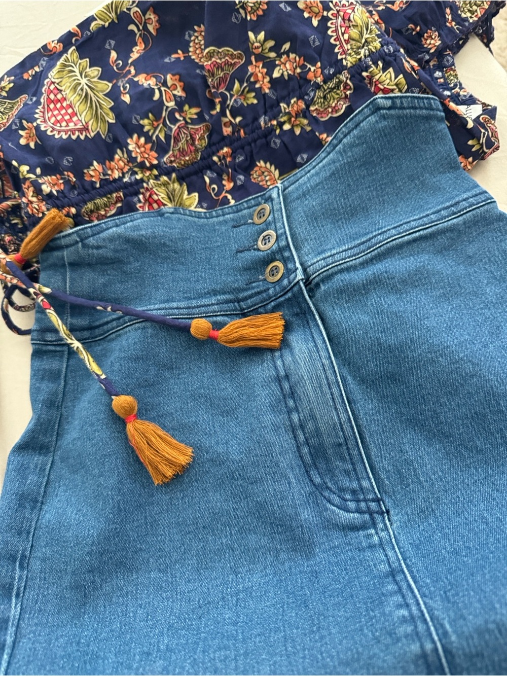 Flying Tomato Blue Denim Pencil Skirt